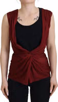 Bordeaux Silk Stretch Top Vest Blouse 3