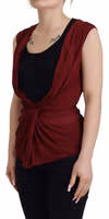 Bordeaux Silk Stretch Top Vest Blouse 4