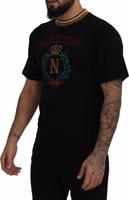 Black Cotton Embroidered Crewneck T-shirt 1