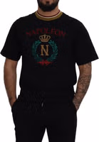 Black Cotton Embroidered Crewneck T-shirt 4