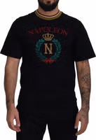 Black Cotton Embroidered Crewneck T-shirt 5