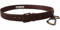 Brown Leather Gold Metal Buckle Carabiner Belt 3