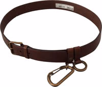 Brown Leather Gold Metal Buckle Carabiner Belt 4