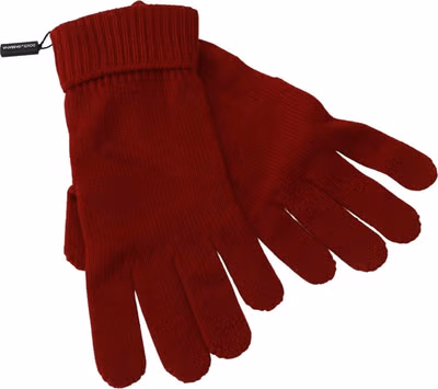 Red 100% Cashmere Knit Hands Mitten Mens Gloves