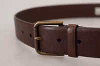 Brown Leather Gold Metal Buckle Carabiner Belt 5