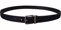 Blue Jacquard Stripe Silver Buckle Belt 2