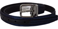 Blue Jacquard Stripe Silver Buckle Belt 3