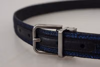 Blue Jacquard Stripe Silver Buckle Belt 5