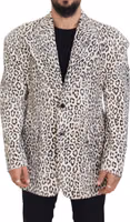 White Leopard Single Breasted Coat Blazer 1