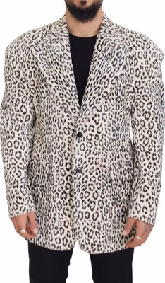 White Leopard Single Breasted Coat Blazer