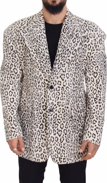 White Leopard Single Breasted Coat Blazer
