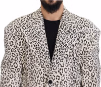 White Leopard Single Breasted Coat Blazer 4