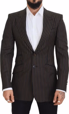 Dark Gray Stripes Single Breasted Blazer