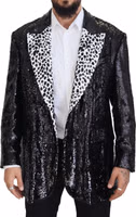 Black Sequined Cow Pattern Nylon Blazer 1