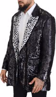 Black Sequined Cow Pattern Nylon Blazer 2