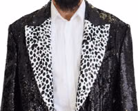Black Sequined Cow Pattern Nylon Blazer 4