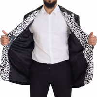 Black Sequined Cow Pattern Nylon Blazer 5
