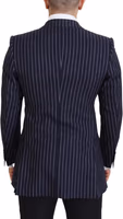 Dark Blue Stripe Wool Single Breasted Blazer 3