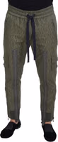 Green Striped Cargo Zipper Leg Men Trouser Pants 1