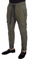 Green Striped Cargo Zipper Leg Men Trouser Pants 2