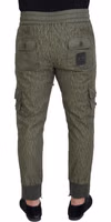 Green Striped Cargo Zipper Leg Men Trouser Pants 3
