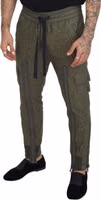 Green Striped Cargo Zipper Leg Men Trouser Pants 4