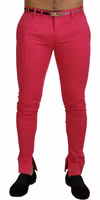 Pink Zipper Buckle Waist Trousers Pants 1