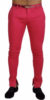 Pink Zipper Buckle Waist Trousers Pants