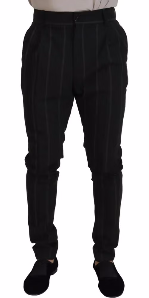 Black Striped Men Trousers Cotton Pants