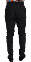 Black Striped Men Trousers Cotton Pants 3