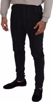 Black Striped Men Trousers Cotton Pants 4
