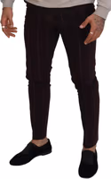 Brown Striped Men Trousers Cotton Pants 4