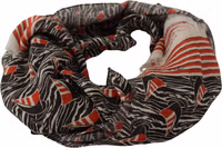 Black Red Linen Sailboat Stripe Print Shawl Scarf 2