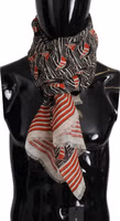 Black Red Linen Sailboat Stripe Print Shawl Scarf 3