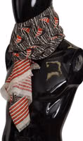 Black Red Linen Sailboat Stripe Print Shawl Scarf 4