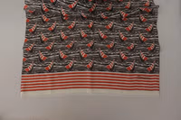 Black Red Linen Sailboat Stripe Print Shawl Scarf 5