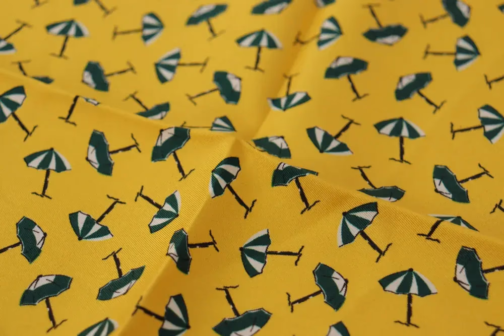 Yellow Printed DG Logo Square Mens Handkerchief Scarf