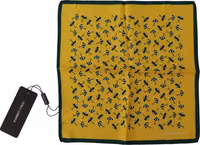 Yellow Printed DG Logo Square Mens Handkerchief Scarf 3