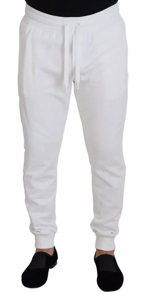 White Sport Logo Cotton Sweatpants Trousers Pants