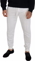 White Sport Logo Cotton Sweatpants Trousers Pants 4
