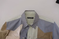 Multicolor Cotton Patchwork Slim Shirt 2