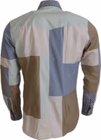 Multicolor Cotton Patchwork Slim Shirt 3