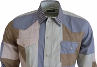 Multicolor Cotton Patchwork Slim Shirt 4