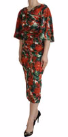 Multicolor Geranium Silk Sheath Midi Dress 2