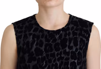 Black Leopard Shift Mini Polyester Dress 4