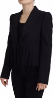 Black Single Breasted Fit Blazer Wool Jacket 2