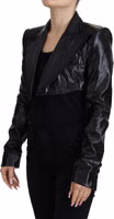Black Long Sleeves Crop Blazer Cotton Jacket 2