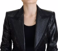 Black Long Sleeves Crop Blazer Cotton Jacket 4