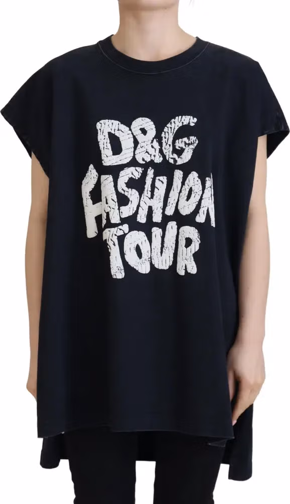 Black D&G Fashion Round Neck Cotton T-shirt