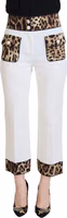 White Leopard Print High Waist Pants 1